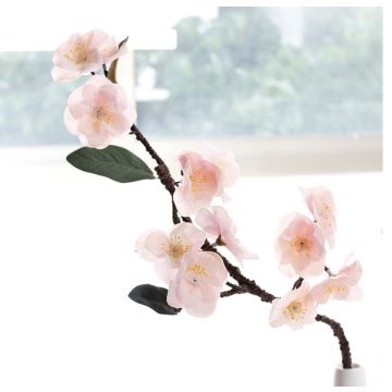 Branche de fleur artificielle, branche de cerisier, rose-blanc 62 cm real touch
