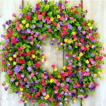 Door wreath, decoration to hang up approx. 40cm, ready-made flowers