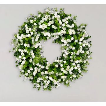 Door wreath, decoration to hang up approx. 40cm, white flowers