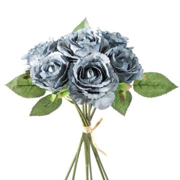 Rosenbündel 7 Stück, blau Kunstblume 30 cm