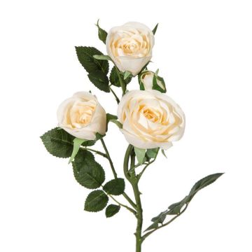 Rose ecru artificial flower 70 cm, 4xflowers