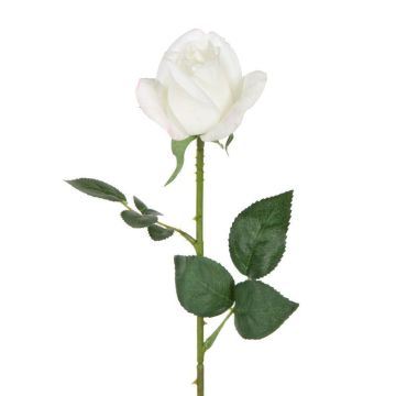 Roses in white artificial flower 42-44cm, like real, real touch, premium (silk/silicone)