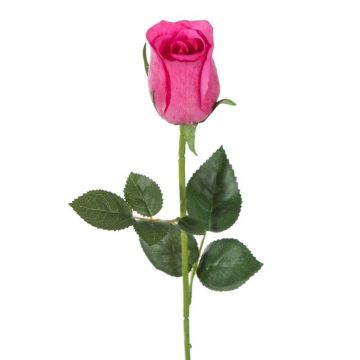 Roses rose vif Fleur artificielle 54-55cm comme une vraie, real touch, Premium (soie/silicone)