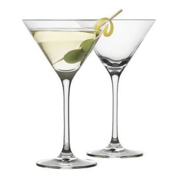 Verres à cocktail, verres à martini, "Lara", cristal de Bohême, set de 6, 210ml