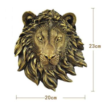 Wall decoration lion in gold/brass 20x23cm