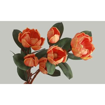 Magnolie, Kunstblume, Magnolienast, 75cm orange-rosa