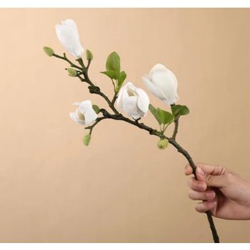 Magnolie, Kunstblume, Magnolienast, 68cm weiss