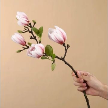 Magnolie, Kunstblume, Magnolienast, 68cm rosa/weiss