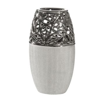 Ceramic vase 33cm silver-graphite
