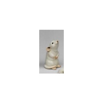 Souris des champs blanche figurine en porcelaine 11cm