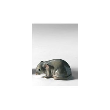 Field mouse gray porcelain figurine 10x5cm