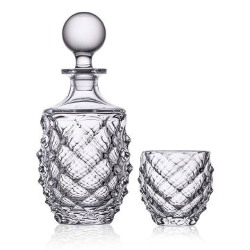 "Morris" whisky set 7-piece, Bohemian crystal, 1x decanter+ 6x glasses, Bohemia