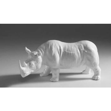 Figurine de rhinocéros en porcelaine blanche 20x10cm