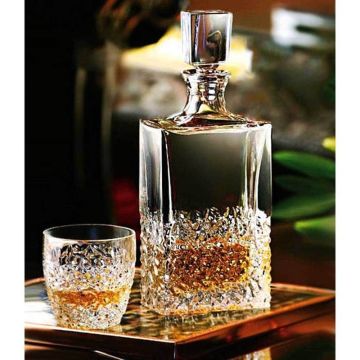 "Nicolette" whisky set 7-piece, Bohemian crystal, 1x decanter + 6x glasses