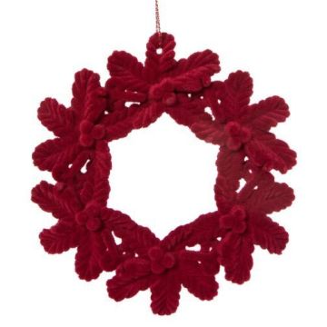 Christmas decoration, 11cm, velvet red, to hang up