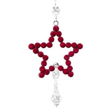 Christmas decoration, 9cm, star velvet red, to hang up