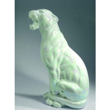 Panther sitting white mother-of-pearl 86 cm