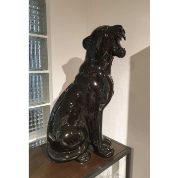 Panther sitting lacquer black 62cm