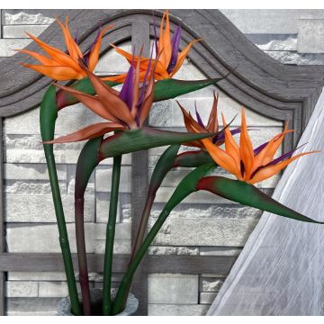 Kunstblume Paradiesvogelblume ca.80cm wie echt orange/violett