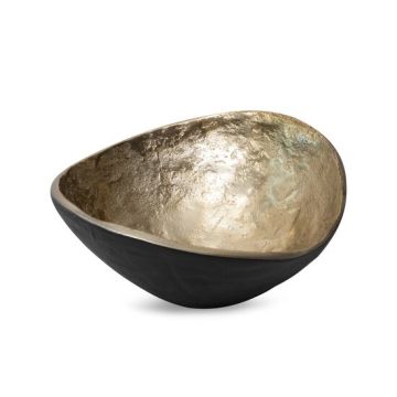 Metal bowl in matt black-gold 21.5x10cm