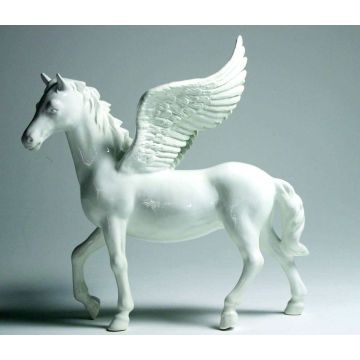 Pegasus figurine en porcelaine debout 45x43cm blanc brillant