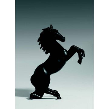 Horse porcelain figurine 23x27cm lacquer black, without base 