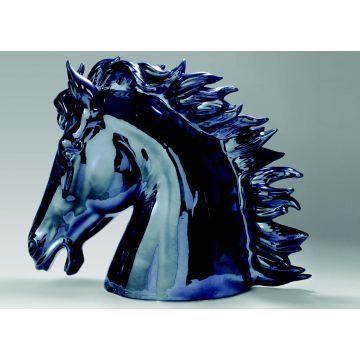 Pferdekopf Porzellanfigur 50x40cm metallisch