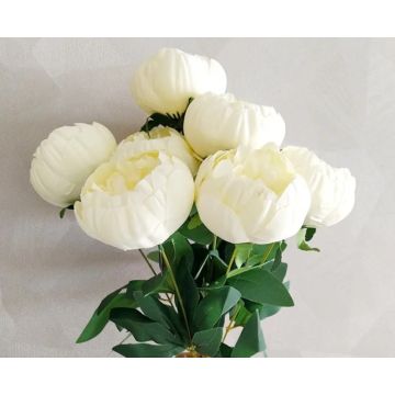 Peony rose set 10 blossoms white, artificial flowers 48cm