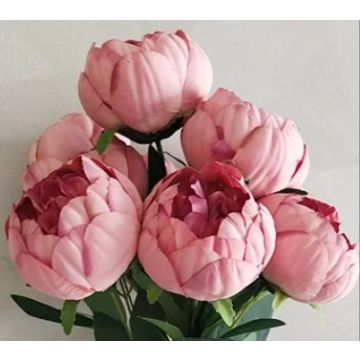 Pfingsteinrosen-Set 10 Blüten alt rosa, Kunstblumen 48cm