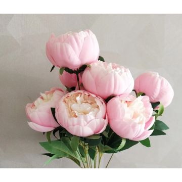 Peony rose set 10 blossoms pink, artificial flowers 48cm 