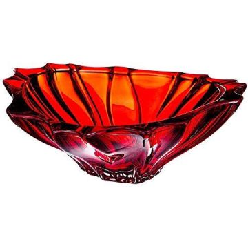 Crystal bowl "Plantica" red, 33cm, modern, solid, high-quality, Bohemian crystal