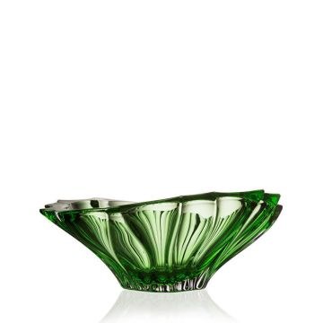 Kristallschale "Plantica" grün, 33cm, modern, massiv, hochwertig, Böhmisches Kristall