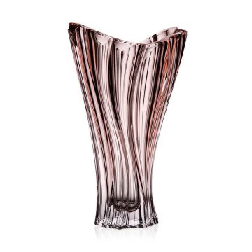 Crystal vase "Platnica" pink, 32 cm, modern, solid, high-quality, Bohemian crystal