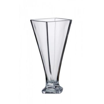 "Quadro", crystal vase, 28cm, Bohemian crystal, flower vase, Bohemia