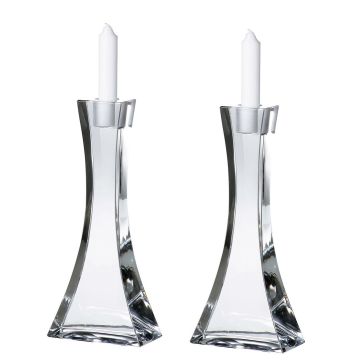 "Quadro" crystal candle holder set (2) 25.50 cm,exclusive