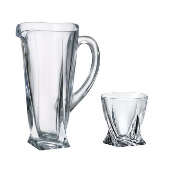 Water set "Quadro" 7-piece, water jug + glasses 340ml; crystal glass