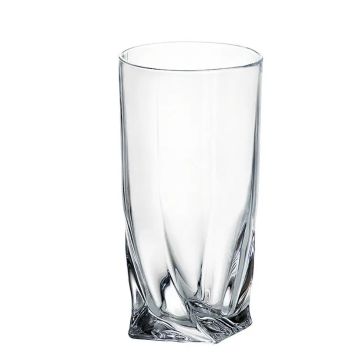 "Quadro" gin, long drink glass, Bohemian crystal, Bohemia, 350ml