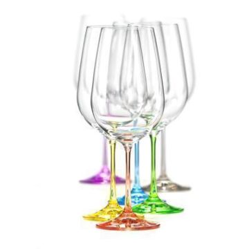 Verres à eau, verres à vin "Rainbow", cristal de Bohême, 6 pièces, 550 ml