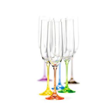 Prosecco Gläser "Rainbow", Böhmisches Kristall, 6 Stück, 190 ml