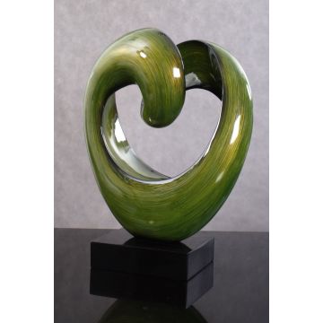 Objet de décoration, sculpture, 54cm, vert/noir