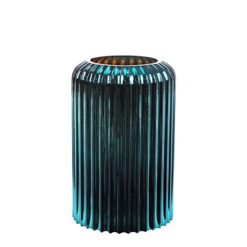 Glass vase, 15x25cm, turquoise/gold