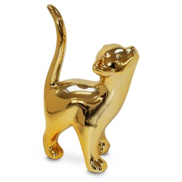 Ceramic figurine cat, 23x14cm in gold
