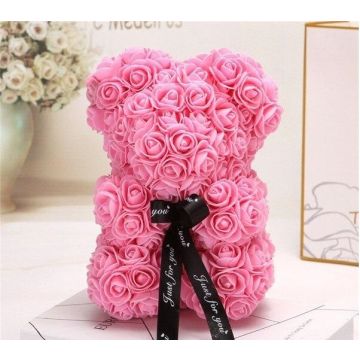 Rose bear approx. 25 cm pink with bow