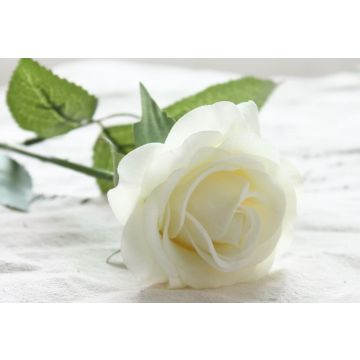 Roses in white artificial flower 42-44cm, like real, real touch, premium (silk/silicone)