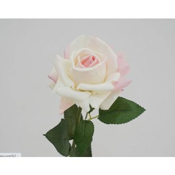 Rose in ecru-pink artificial flower 13x77cm, like real, real touch premium (silk/silicone)