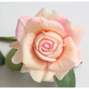 Rosen in rosa Kunstblume 13x77cm, wie echt, real touch Premium (Seide/Silikon)