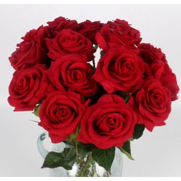 Roses wine red artificial flower 42-44cm like real, real touch, premium (silk/silicone)