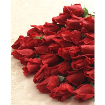 Roses rouges Fleur artificielle 43-45cm comme une vraie, real touch, Premium (soie/silicone)