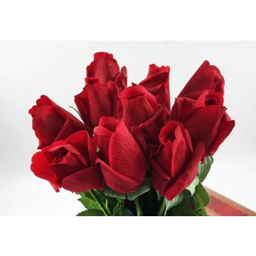 Roses vin rouge Fleur artificielle 57-58cm comme une vraie, real touch, Premium (soie/silicone)