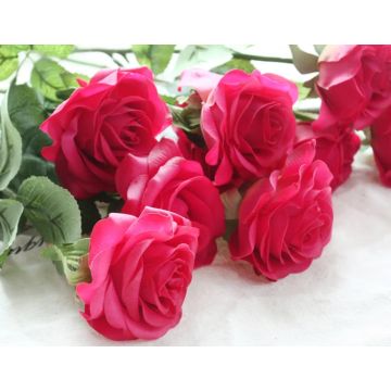 Rosen pink Kunstblume 43-44cm, wie echt, real touch, Premium (Seide/Silikon)